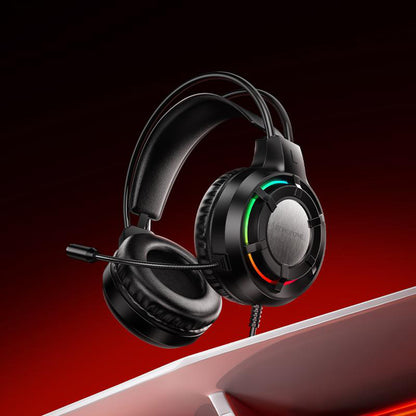 Casti Gaming 3.5mm Borofone BO112 Wave, RGB, 2m, Negre