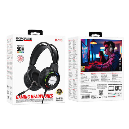 Casti Gaming 3.5mm Borofone BO112 Wave, RGB, 2m, Negre