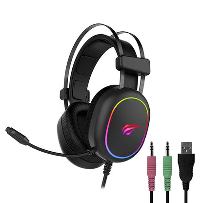 Casti Gaming 3.5mm HAVIT H2016d, RGB, 2m, Negre