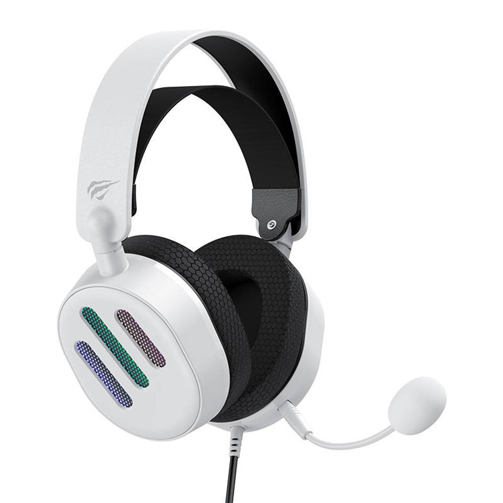 Casti Gaming 3.5mm HAVIT H2038U, RGB, 2.1m, Albe