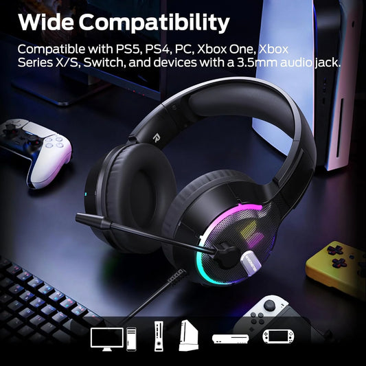 Casti Gaming 3.5mm Monster Mission 320, RGB, 1.9m, Negre