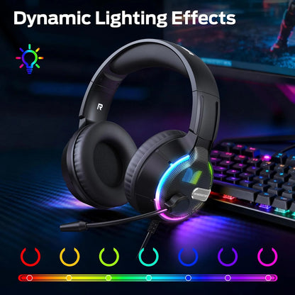 Casti Gaming 3.5mm Monster Mission 320, RGB, 1.9m, Negre