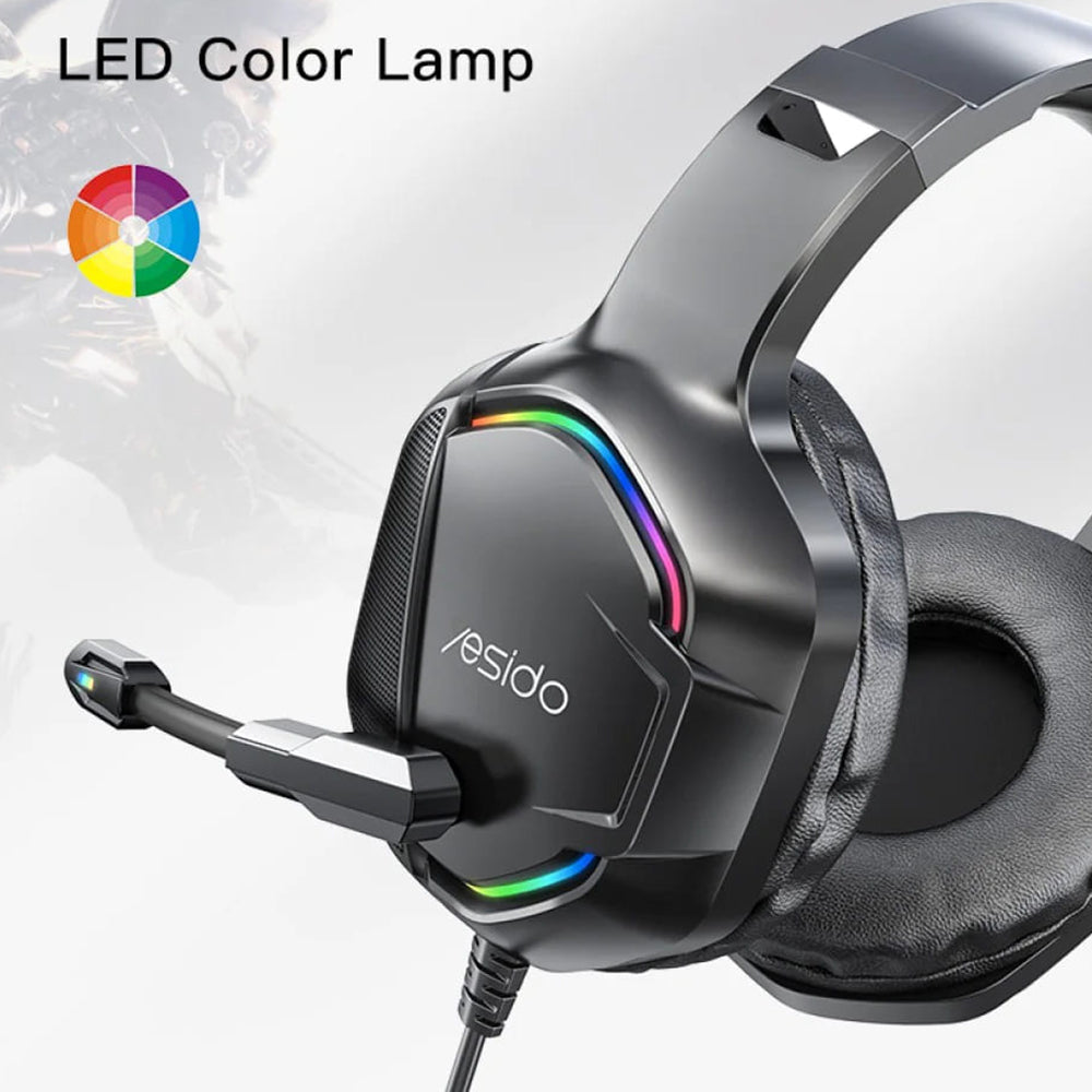 Casti Gaming 3.5mm Yesido EK01, RGB, 1.2m, Negre