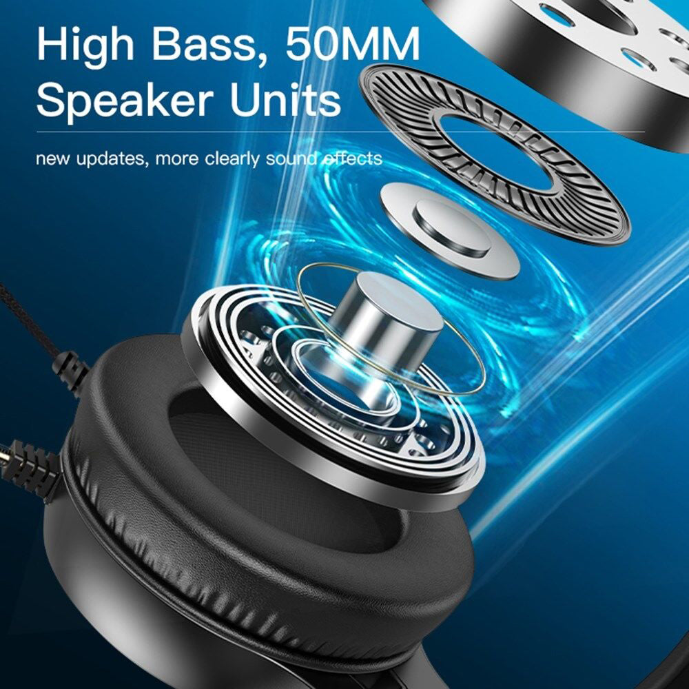 Casti Gaming 3.5mm Yesido EK02, RGB, 2.2m, Negre