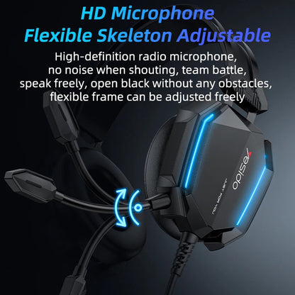 Casti Gaming 3.5mm Yesido EK03, RGB, 2m, Negre