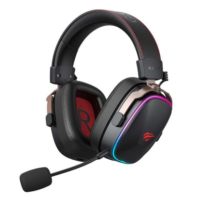 Casti Gaming Wireless HAVIT H2039BG, RGB, BT / Wi-Fi / Wired, Negre Ocru
