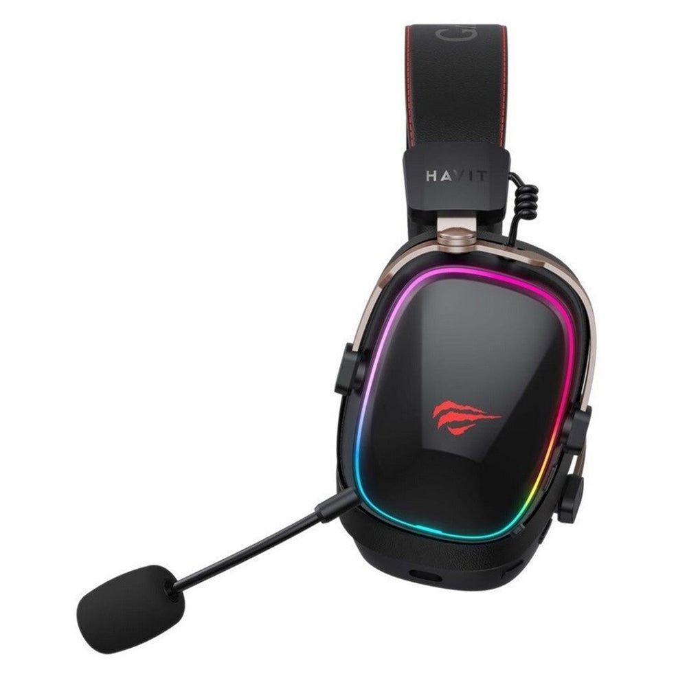 Casti Gaming Wireless HAVIT H2039BG, RGB, BT / Wi-Fi / Wired, Negre Ocru