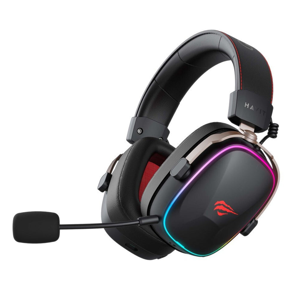 Casti Gaming Wireless HAVIT H2039BG, RGB, BT / Wi-Fi / Wired, Negre Ocru