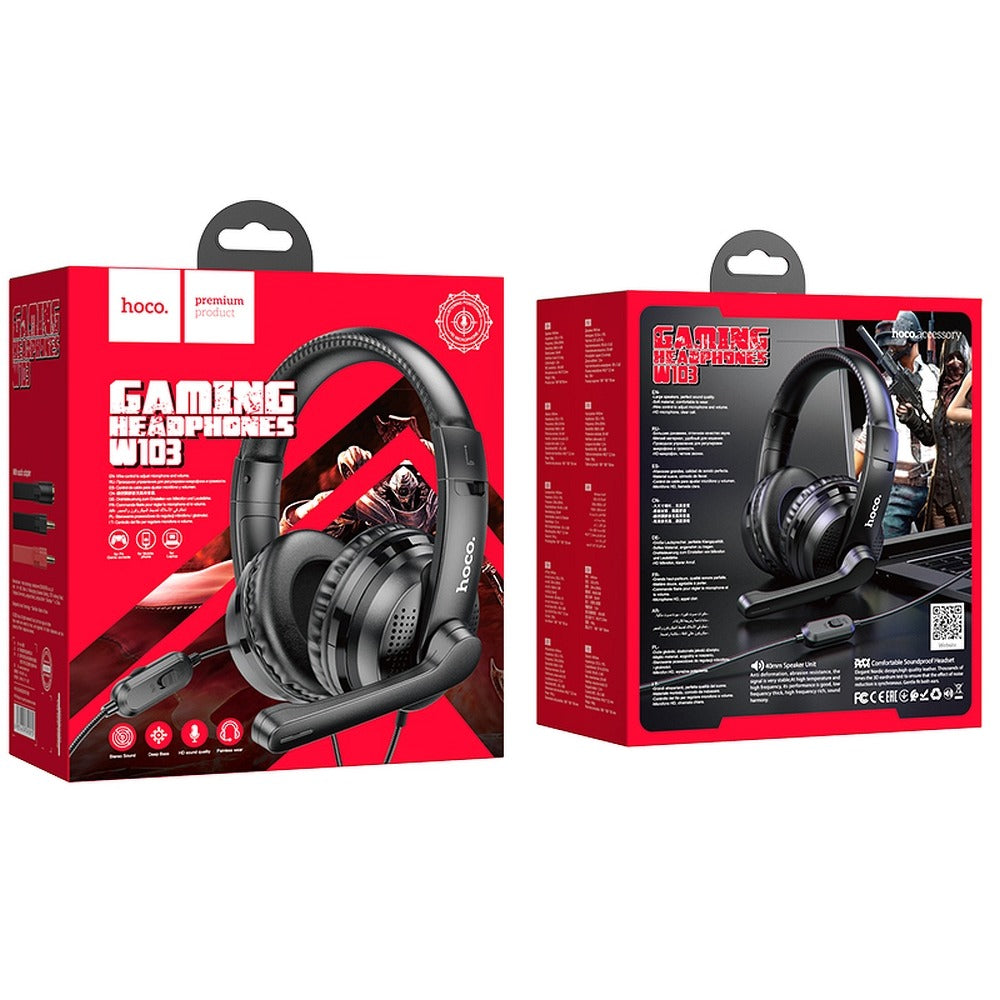 Casti Gaming 3.5mm HOCO W103, Negre