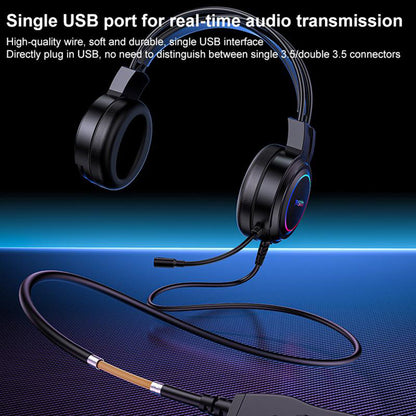 Casti Gaming USB Yesido EK05, RGB, 1.2m, Negre