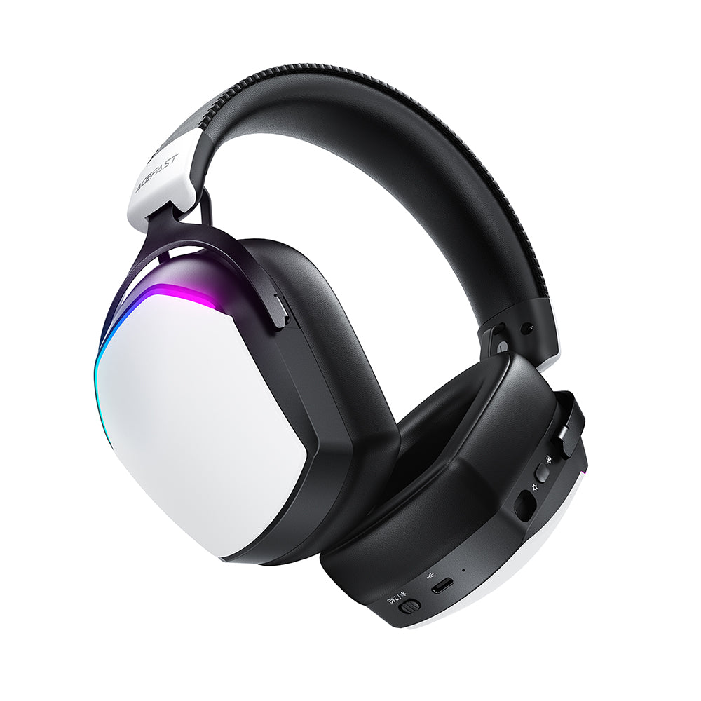 Casti Gaming Wireless Acefast H11, RGB, BT / Wi-FI / Wired, Albe