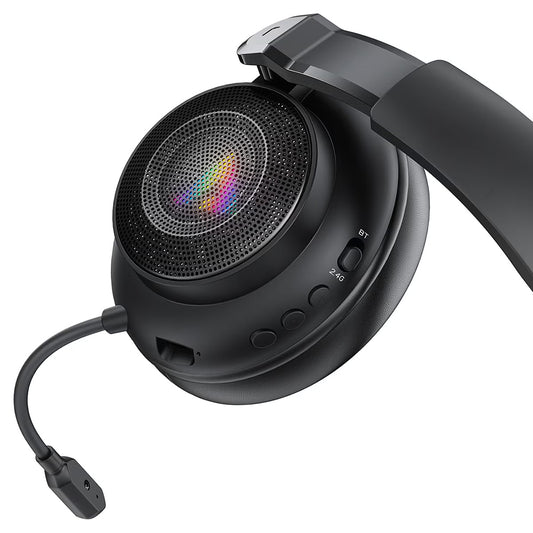 Casti Gaming Wireless Acefast H15, RGB, BT / Wi-FI / Wired, Negre