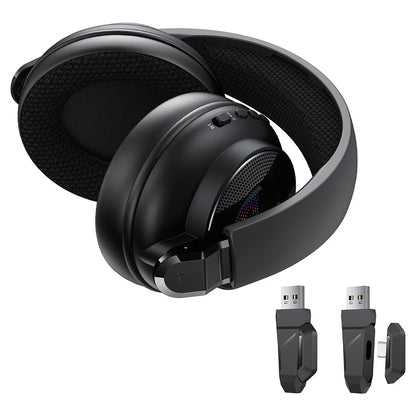 Casti Gaming Wireless Acefast H15, RGB, BT / Wi-FI / Wired, Negre