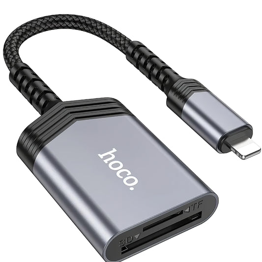 Cititor Card Lightning HOCO UA25, SD - microSD, Gri