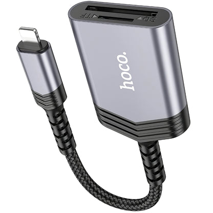Cititor Card Lightning HOCO UA25, SD - microSD, Gri
