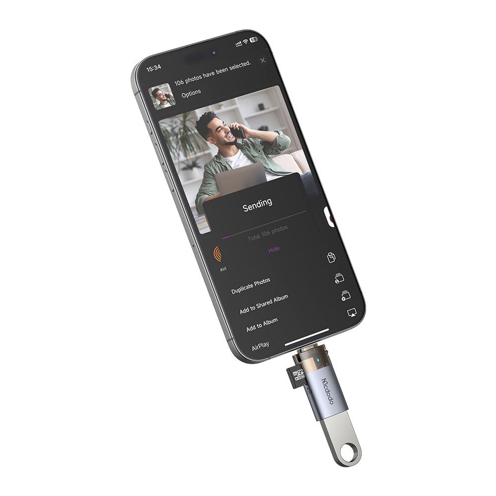 Cititor Card Lightning McDodo OT-7850, USB-A (OTG) - microSD, Negru