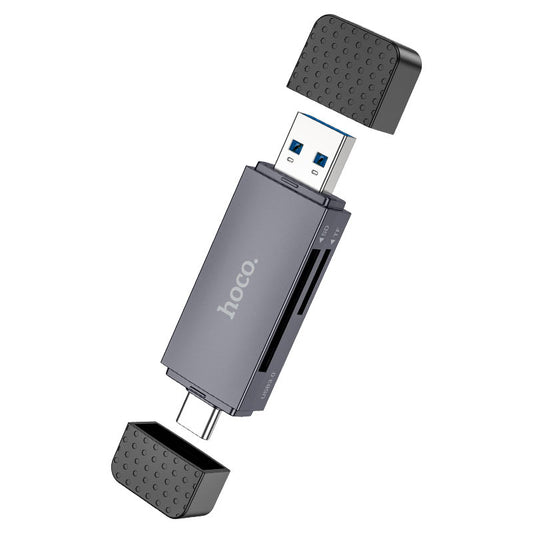 Cititor Card USB 3.0 / USB-C HOCO HB45, SD - microSD, Gri