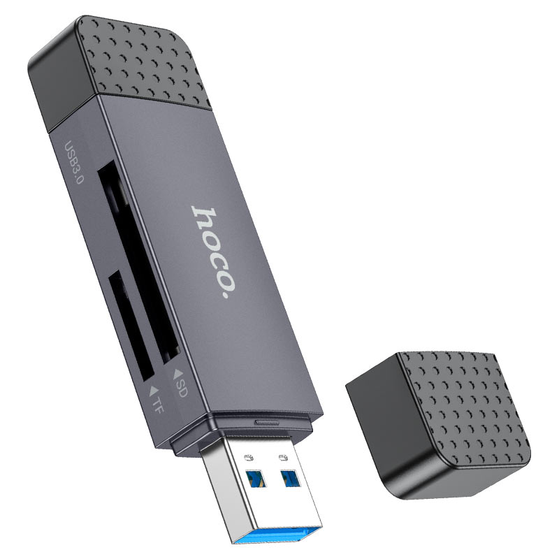 Cititor Card USB 3.0 / USB-C HOCO HB45, SD - microSD, Gri