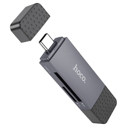 Cititor Card USB 3.0 / USB-C HOCO HB45, SD - microSD, Gri