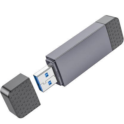 Czytnik kart USB / USB-C HOCO HB45, SD - microSD, USB 2.0, szary 