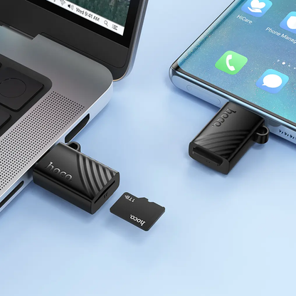 Cititor Card USB-C HOCO HB53, microSD, Negru
