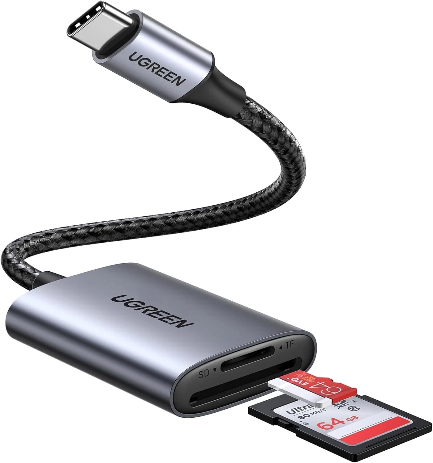 Cititor Card USB-C UGREEN CM401, SD - microSD, Gri
