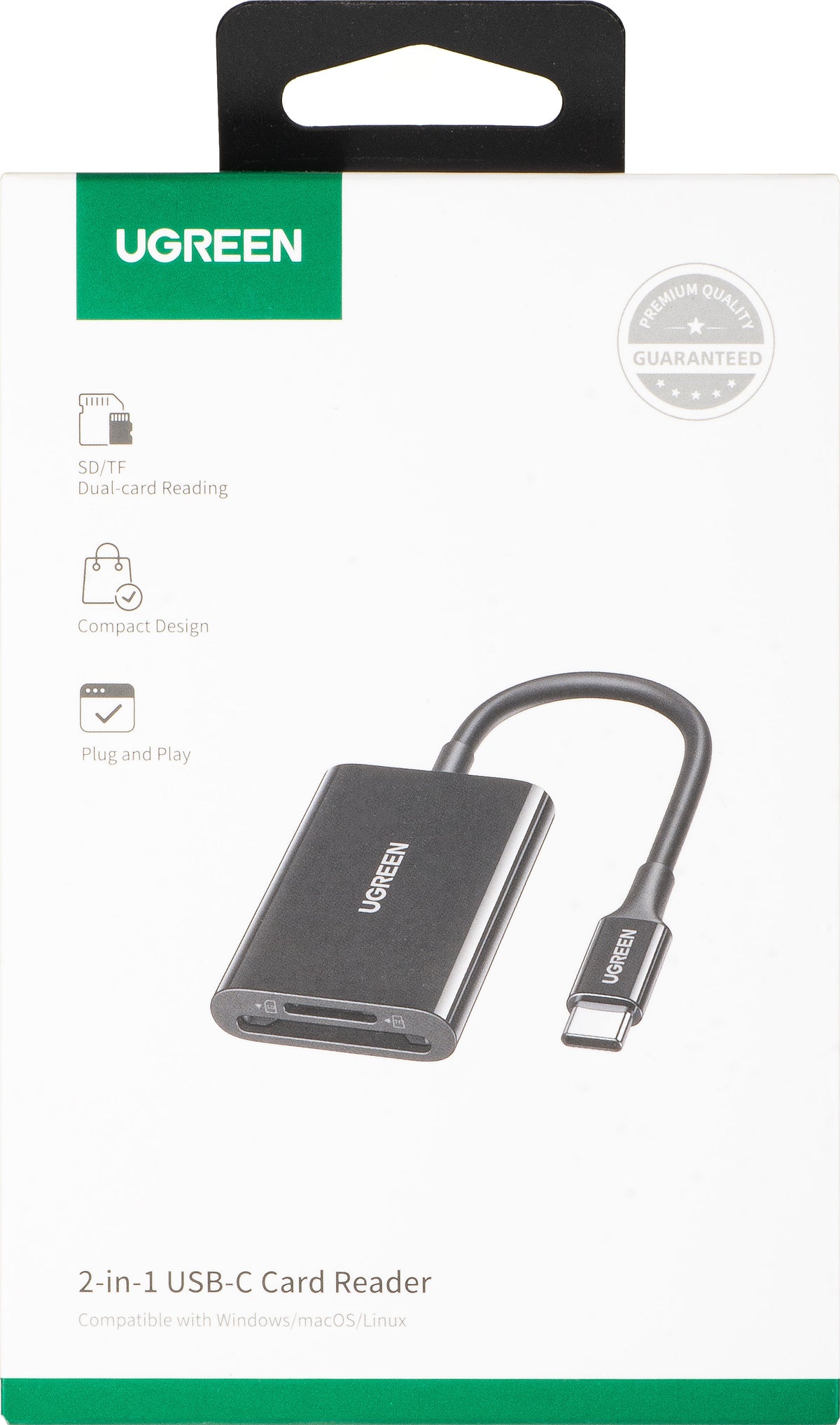 Cititor Card USB-C UGREEN CM265, SD - microSD, Negru