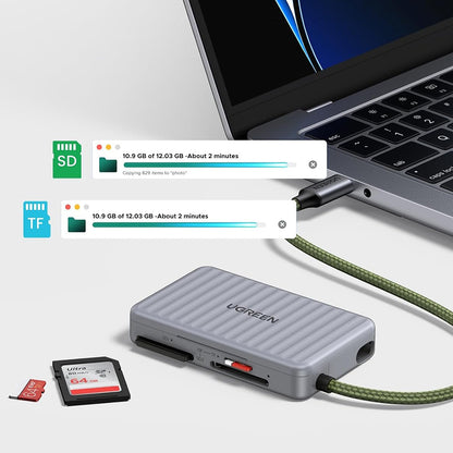 Cititor Card USB-C cu Organizator UGREEN 55886, 2 x SD - microSD, Gri