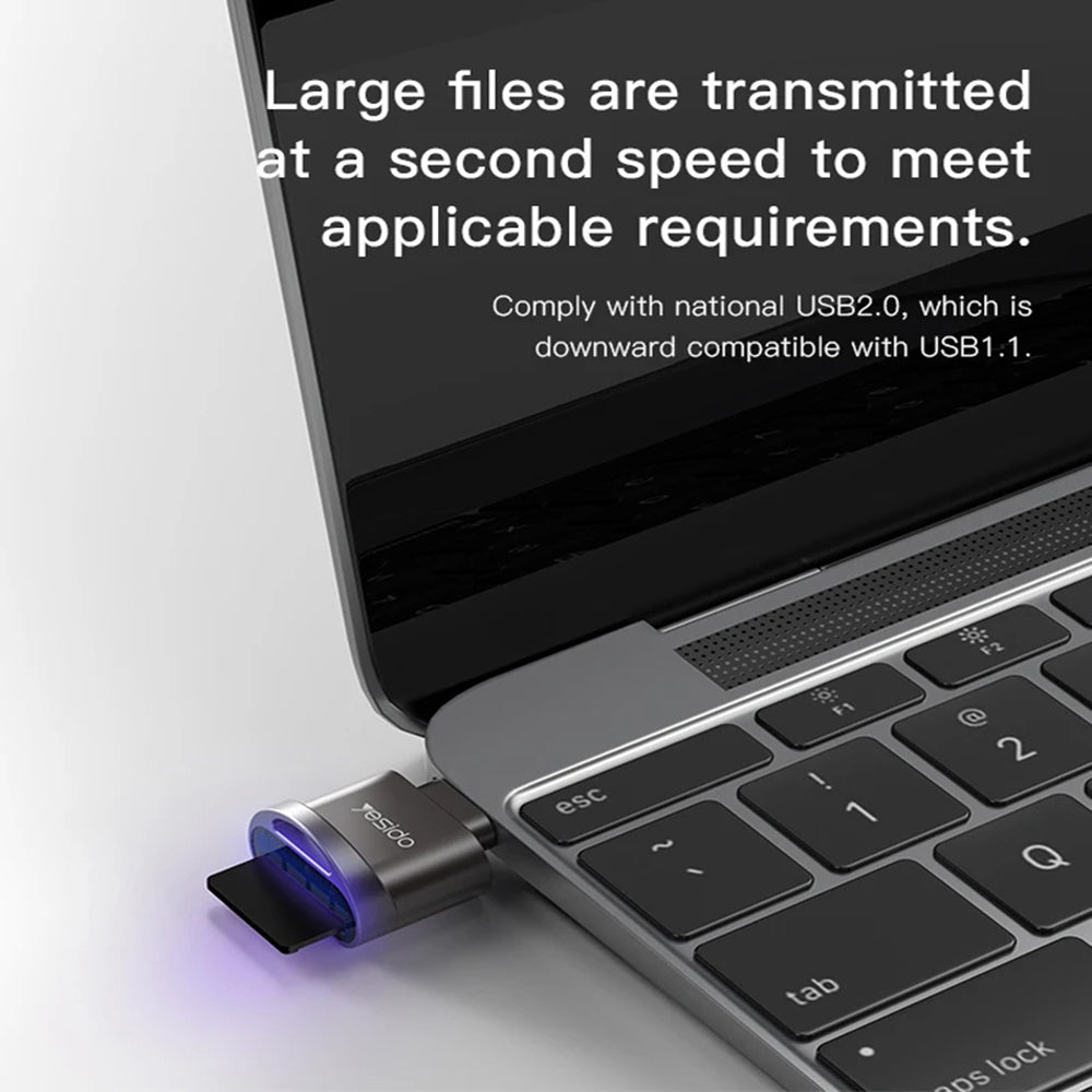 Cititor Card USB-C Yesido GS19, USB-A (OTG) - microSD, Gri