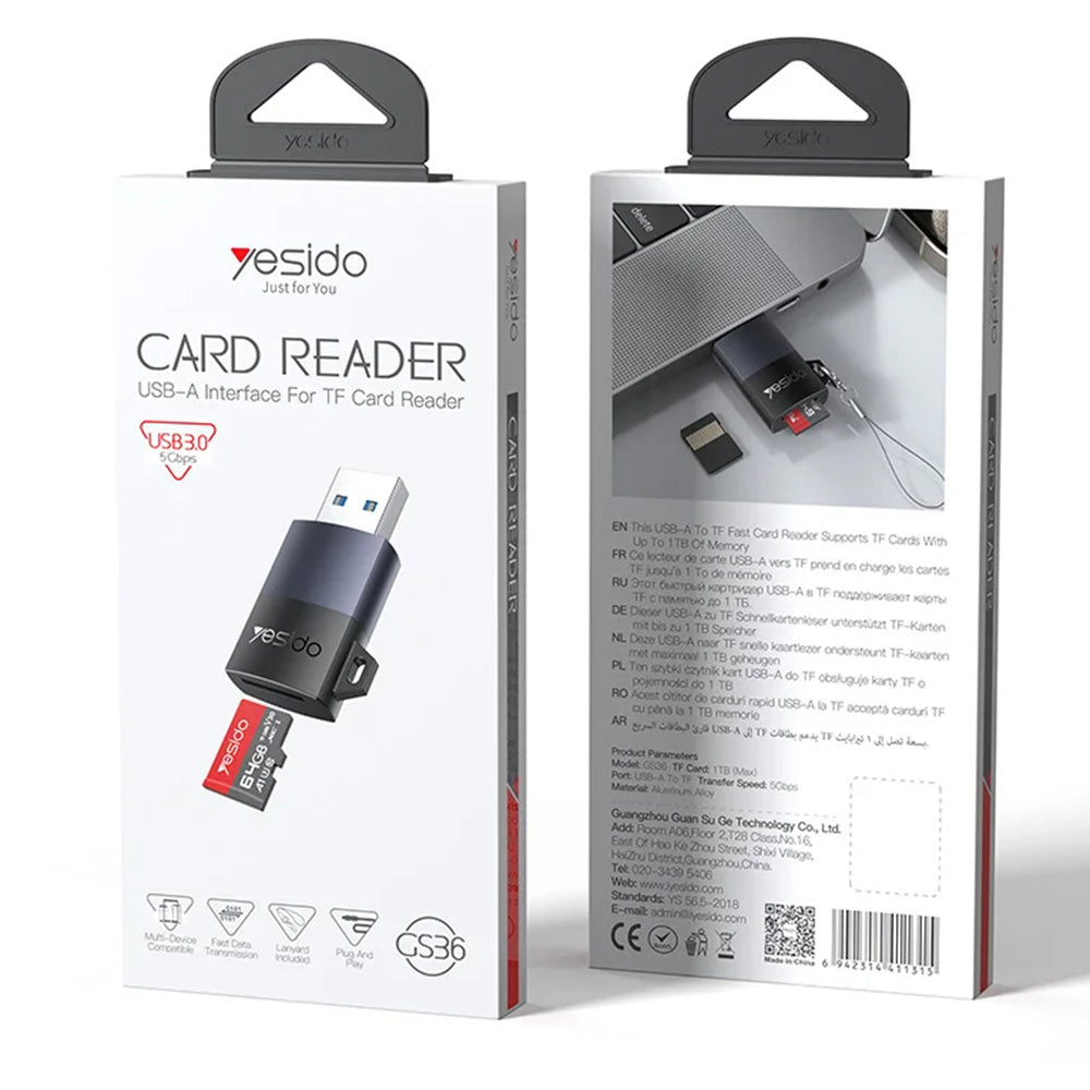 Cititor Card USB 3.0 Yesido GS36, microSD, Negru