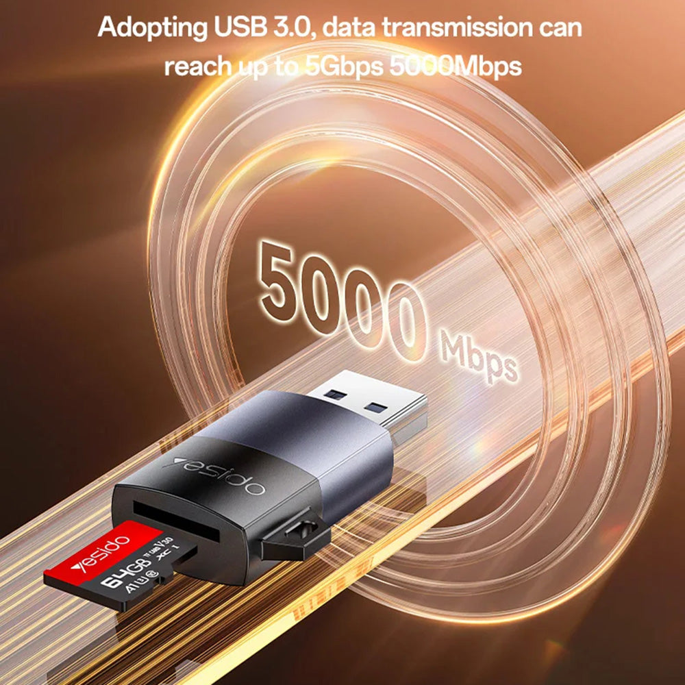 Cititor Card USB 3.0 Yesido GS36, microSD, Negru