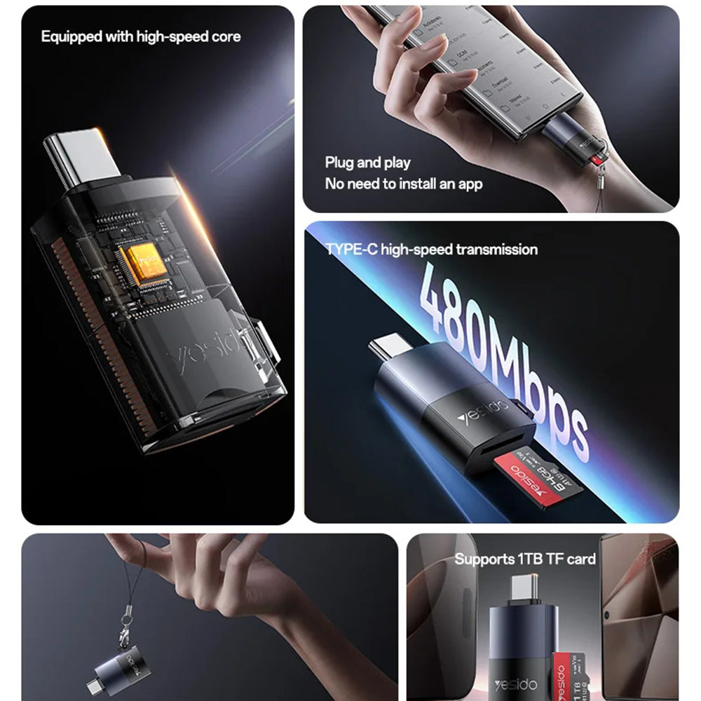 Cititor Card USB Yesido GS37, microSD, Negru