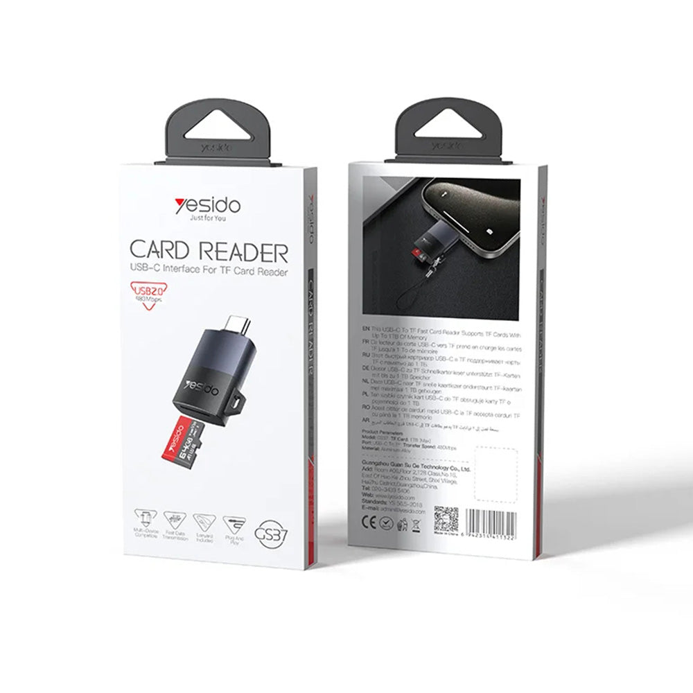 Cititor Card USB Yesido GS37, microSD, Negru