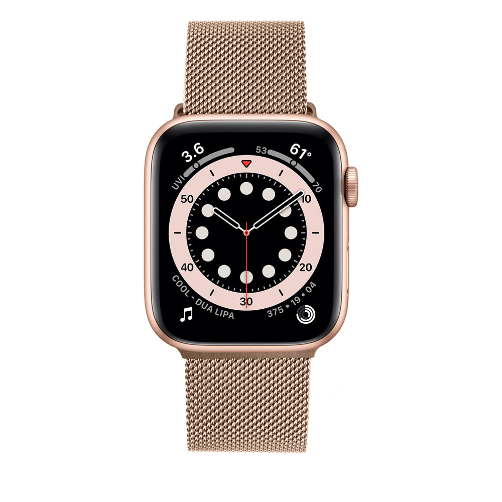 Curea Fixed Mesh pentru Apple Watch 42mm / 41mm / 40mm / 38mm Series, Roz Aurie