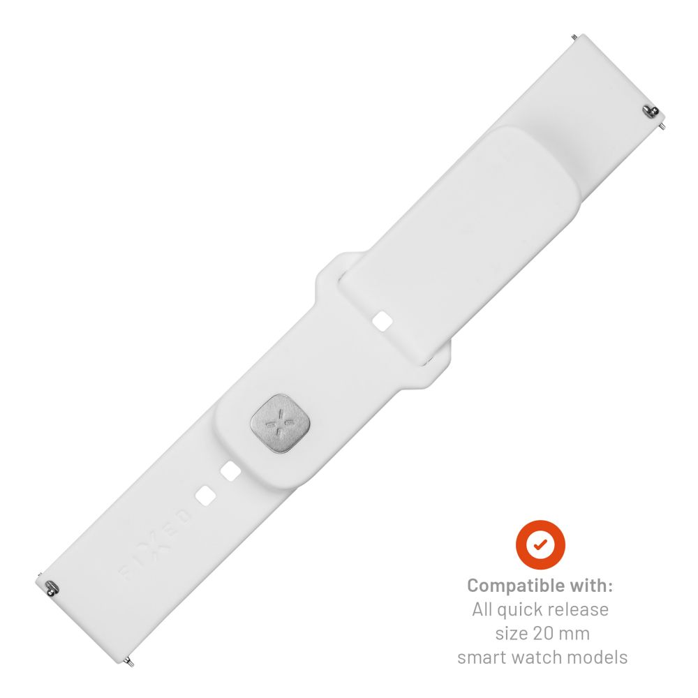 Curea Fixed Silicone Sporty pentru Samsung Galaxy Watch / Huawei Watch Series, 20mm, Alba