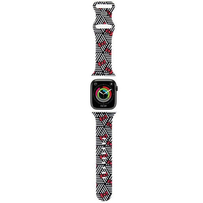 Curea Hello Kitty Silicone Bows & Stripes pentru Apple Watch 42mm / 41mm / 40mm / 38mm Series, Neagra