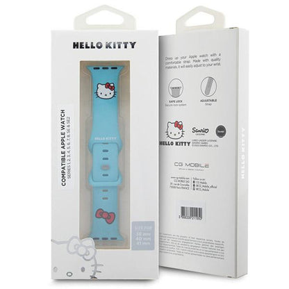 Curea Hello Kitty Silicone Kitty Head pentru Apple Watch 42mm / 41mm / 40mm / 38mm Series, Albastra