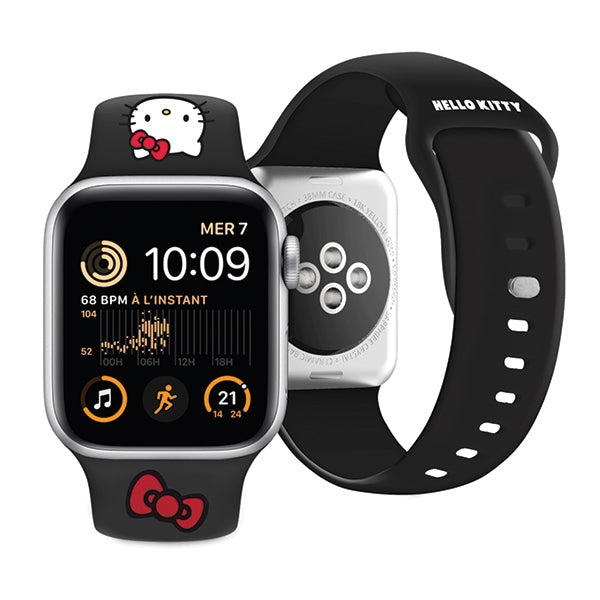 Curea Hello Kitty Silicone Kitty Head pentru Apple Watch 42mm / 41mm / 40mm / 38mm Series, Neagra