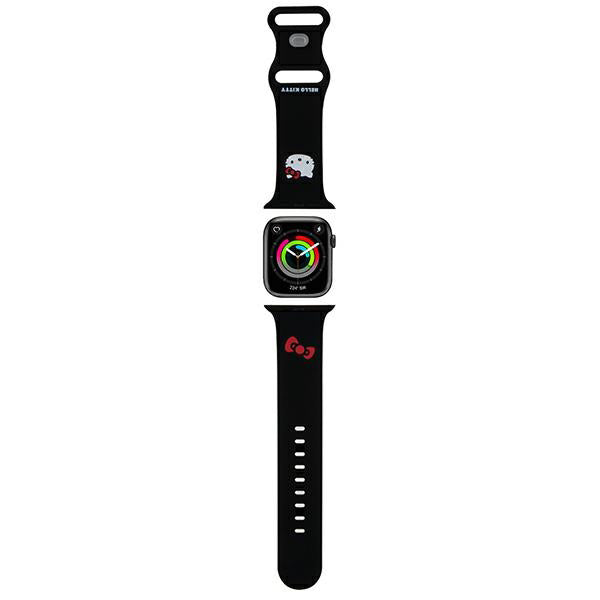 Curea Hello Kitty Silicone Kitty Head pentru Apple Watch 49mm / 46mm / 45mm / 44mm / 42mm Series, Neagra