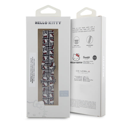 Curea Hello Kitty Silicone Kitty Heads & Stripes pentru Samsung Galaxy Watch / Huawei Watch Series, Neagra