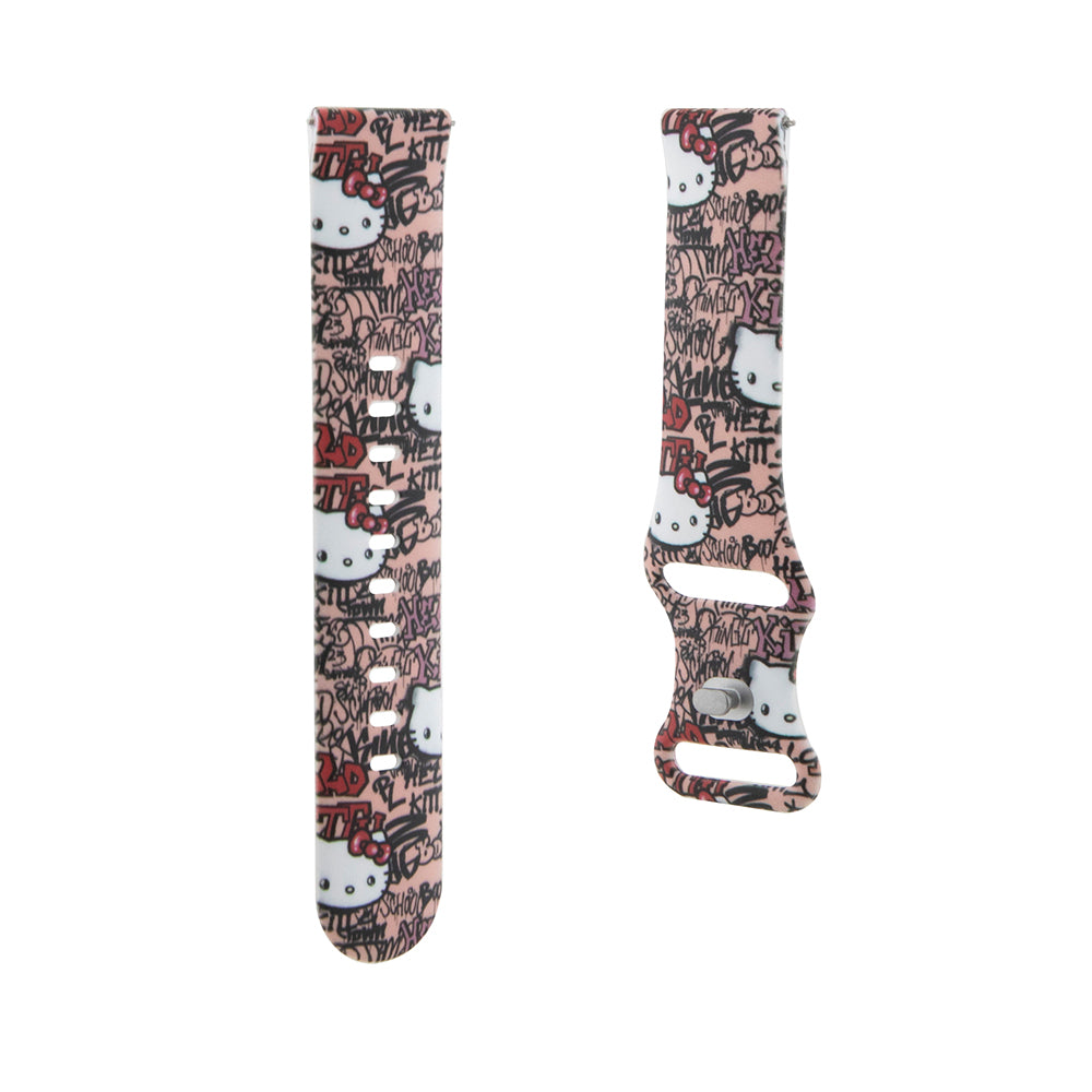 Curea Hello Kitty Silicone Tags Graffiti pentru Samsung Galaxy Watch / Huawei Watch Series, Roz