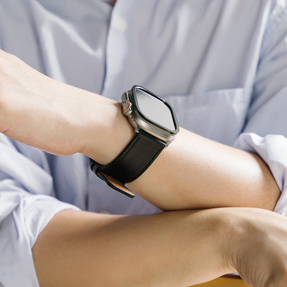 Curea Ringke Leather One pentru Apple Watch 49mm / 46mm / 45mm / 44mm / 42mm Series, Neagra