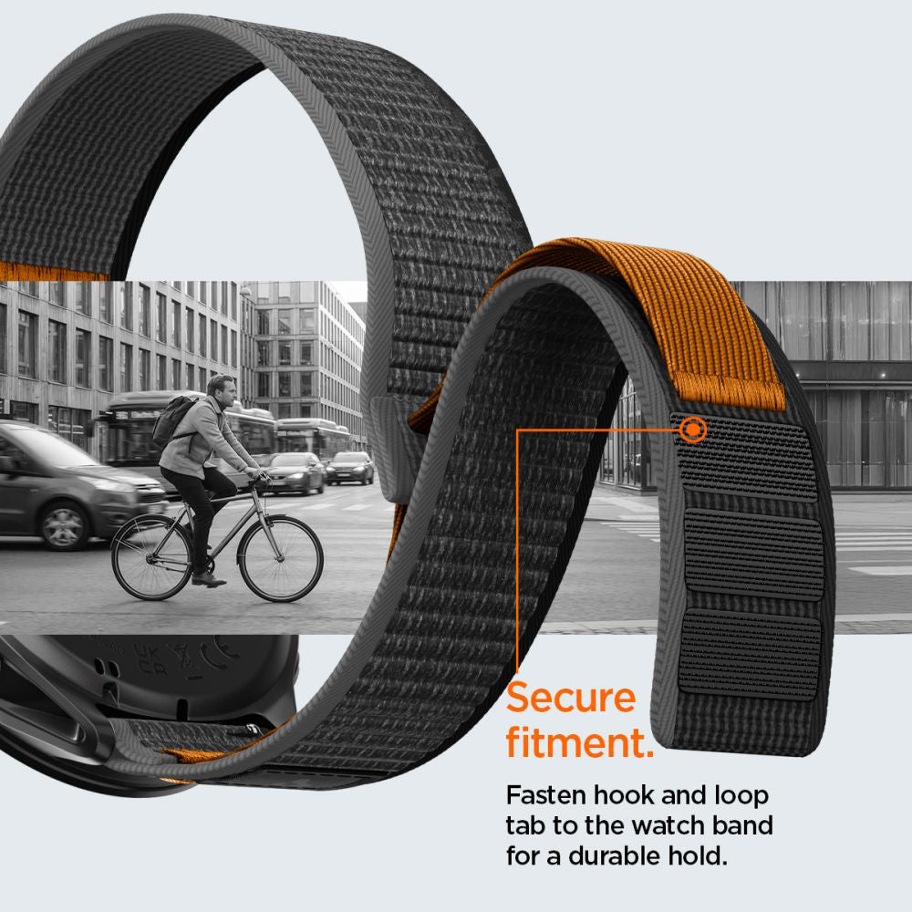 Curea Spigen Athlex Air 2 pentru Garmin Watch Venu / Forerunner Series, 22mm, Neagra Portocalie AMP11425
