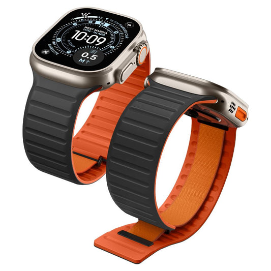 Curea Spigen Athlex Air M pentru Apple Watch 49mm / 46mm / 45mm / 44mm Series, Neagra Portocalie AMP11534