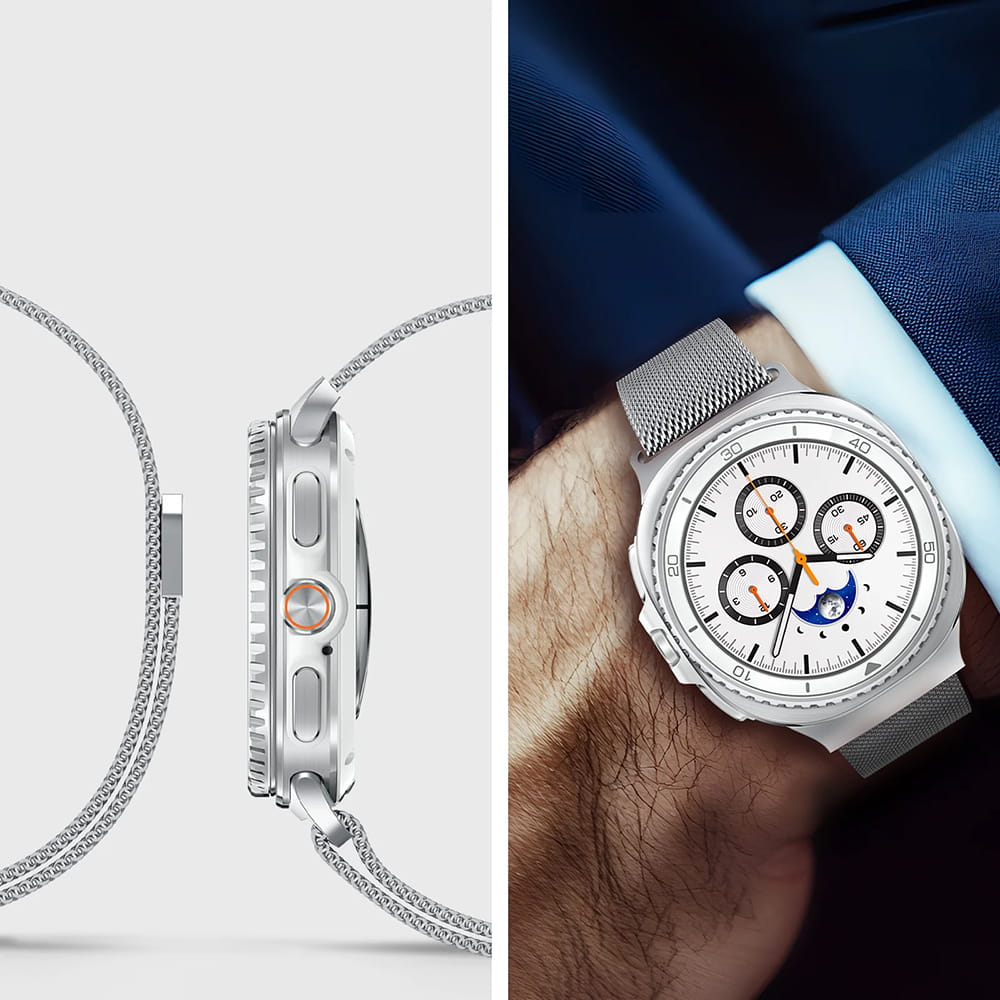 Curea Spigen Metal Fit pentru  Samsung Galaxy Watch9 / Watch8 / Watch8 Classic Series, Argintie AMP10121