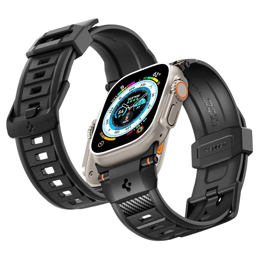Curea Spigen Rugged pentru Apple Watch 49mm / 46mm / 45mm / 44mm / 42mm Series, Neagra AMP07105