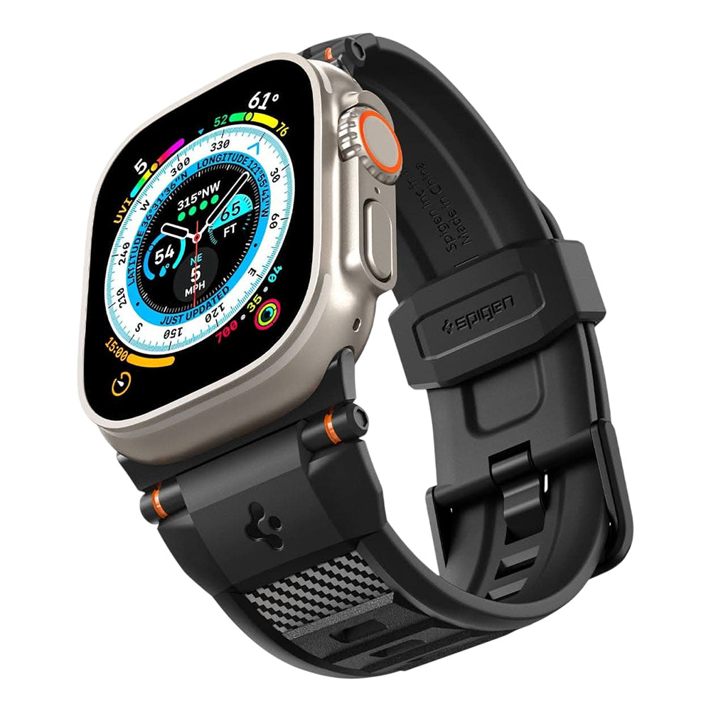 Curea Spigen Rugged pentru Apple Watch 49mm / 46mm / 45mm / 44mm / 42mm Series, Neagra AMP07105