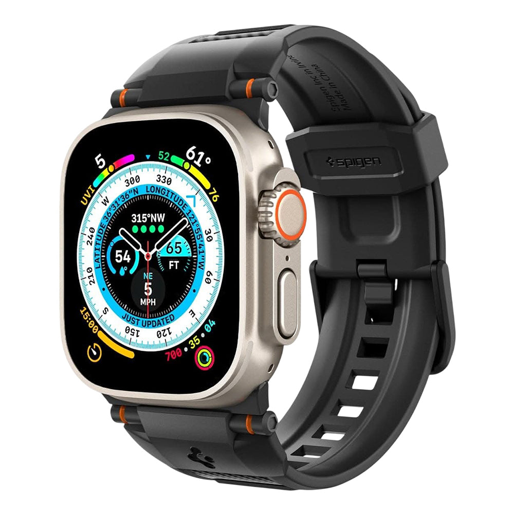 Curea Spigen Rugged pentru Apple Watch 49mm / 46mm / 45mm / 44mm / 42mm Series, Neagra AMP07105