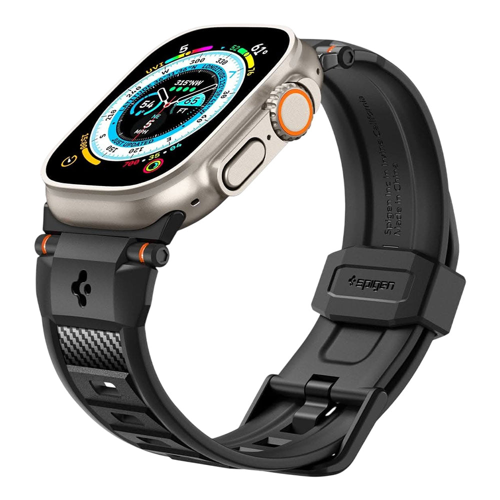 Curea Spigen Rugged pentru Apple Watch 49mm / 46mm / 45mm / 44mm / 42mm Series, Neagra AMP07105