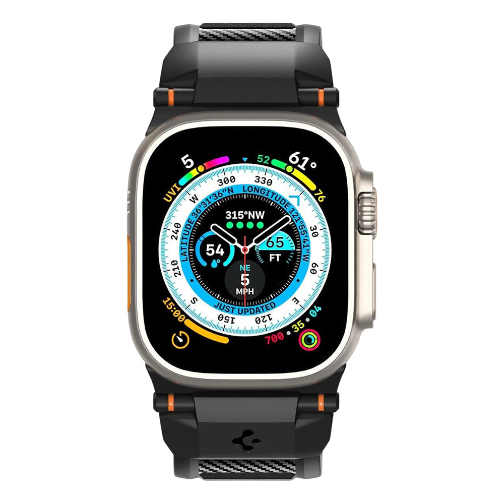 Curea Spigen Rugged pentru Apple Watch 49mm / 46mm / 45mm / 44mm / 42mm Series, Neagra AMP07105